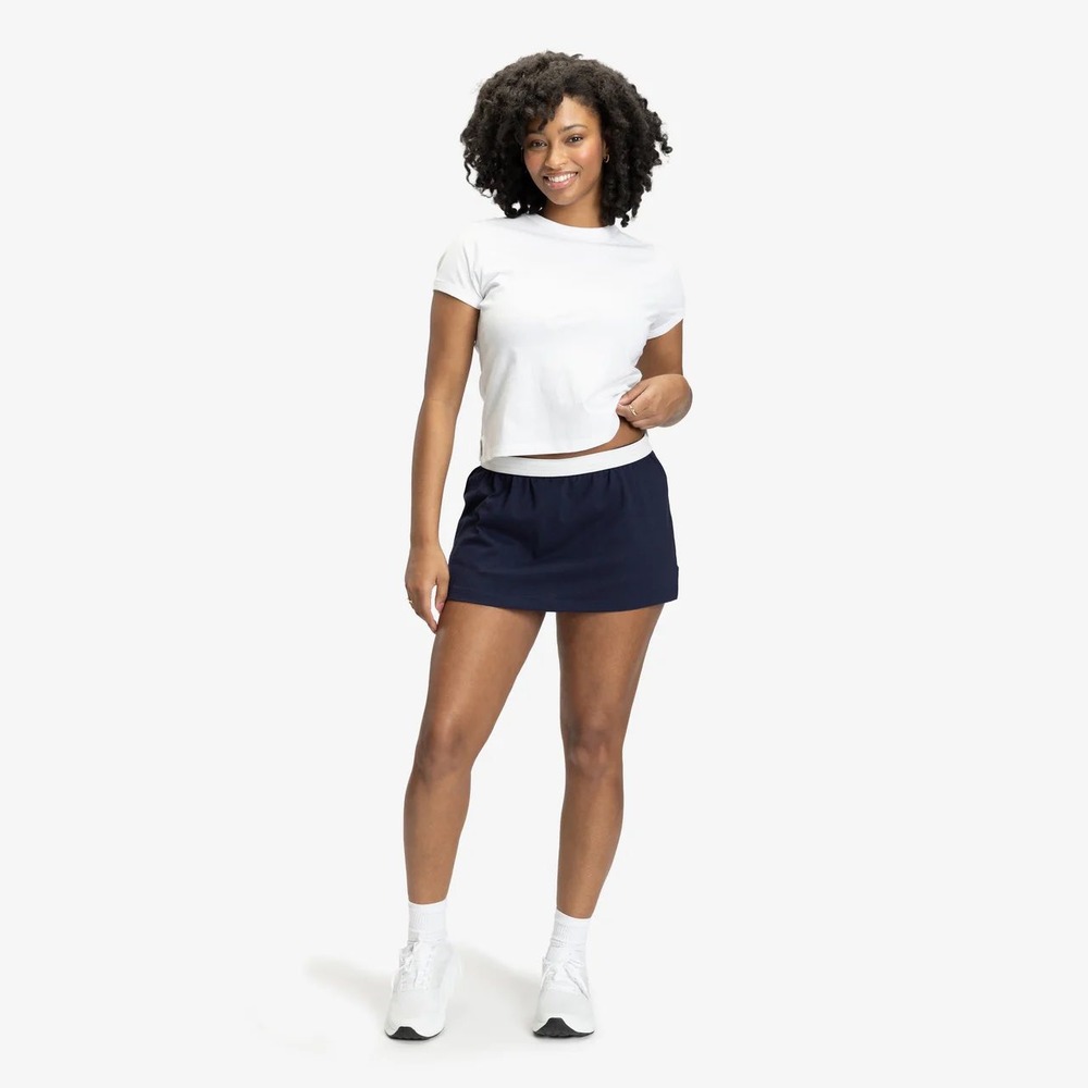 Soffe Womens Navy Blue Athletic Skirt Tennis Cheer Skirt Medium Jersey Knit
